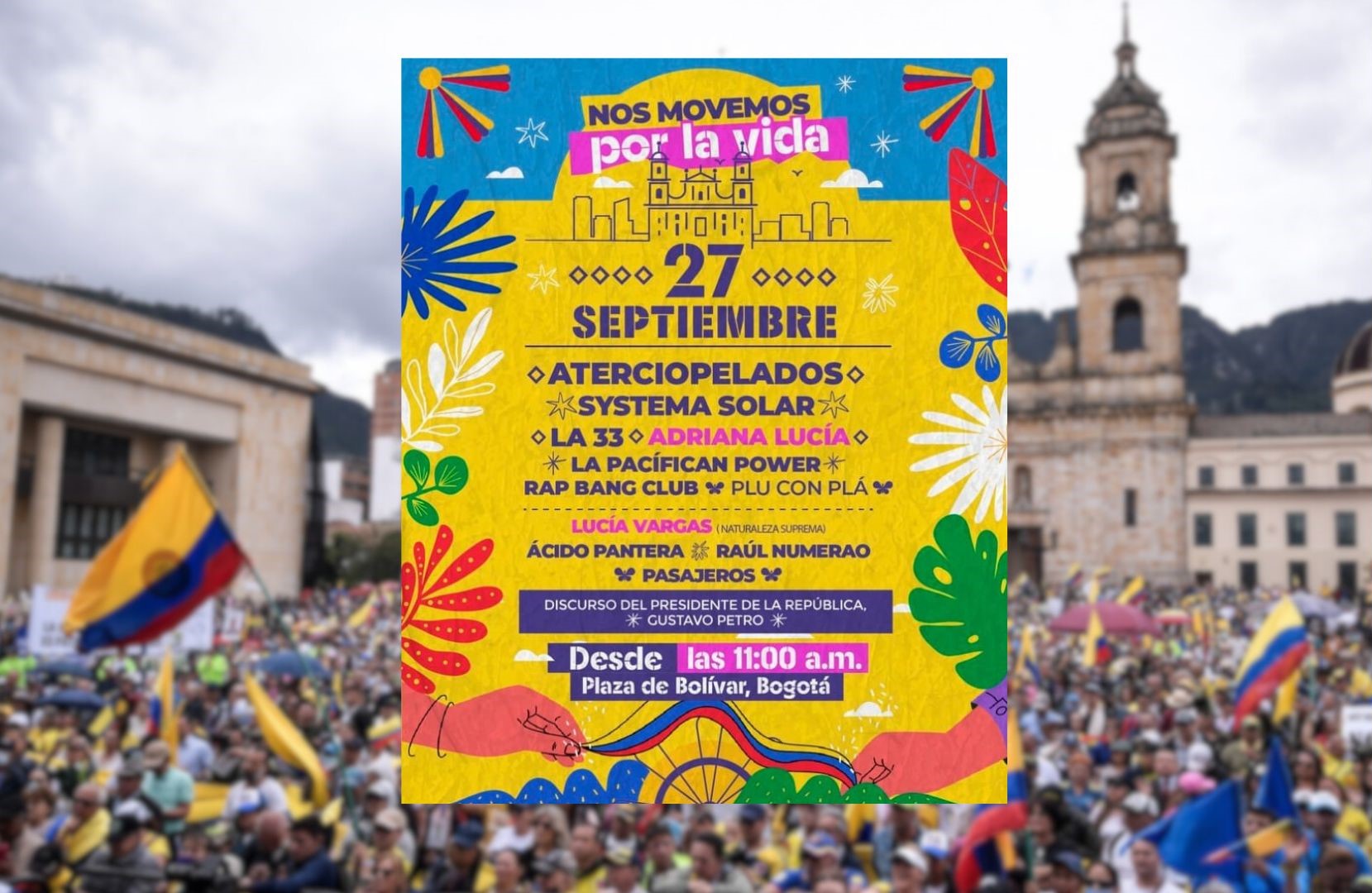 Presidencia eliminó trino de artistas que estarán en marcha de 27 de septiembre, ¿por qué?