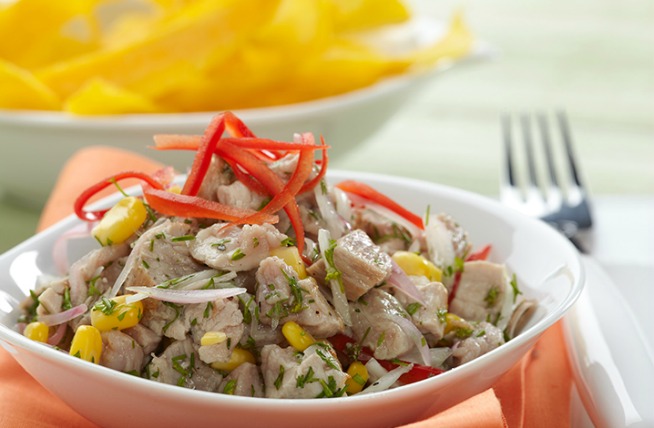 Ceviche de solomito de cerdo