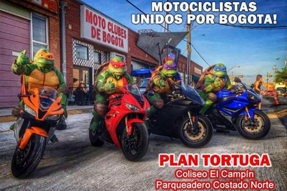 Con este afiche los clubes de motociclistas promueven en redes sociales el llamado a un plan tortuga este miércoles.