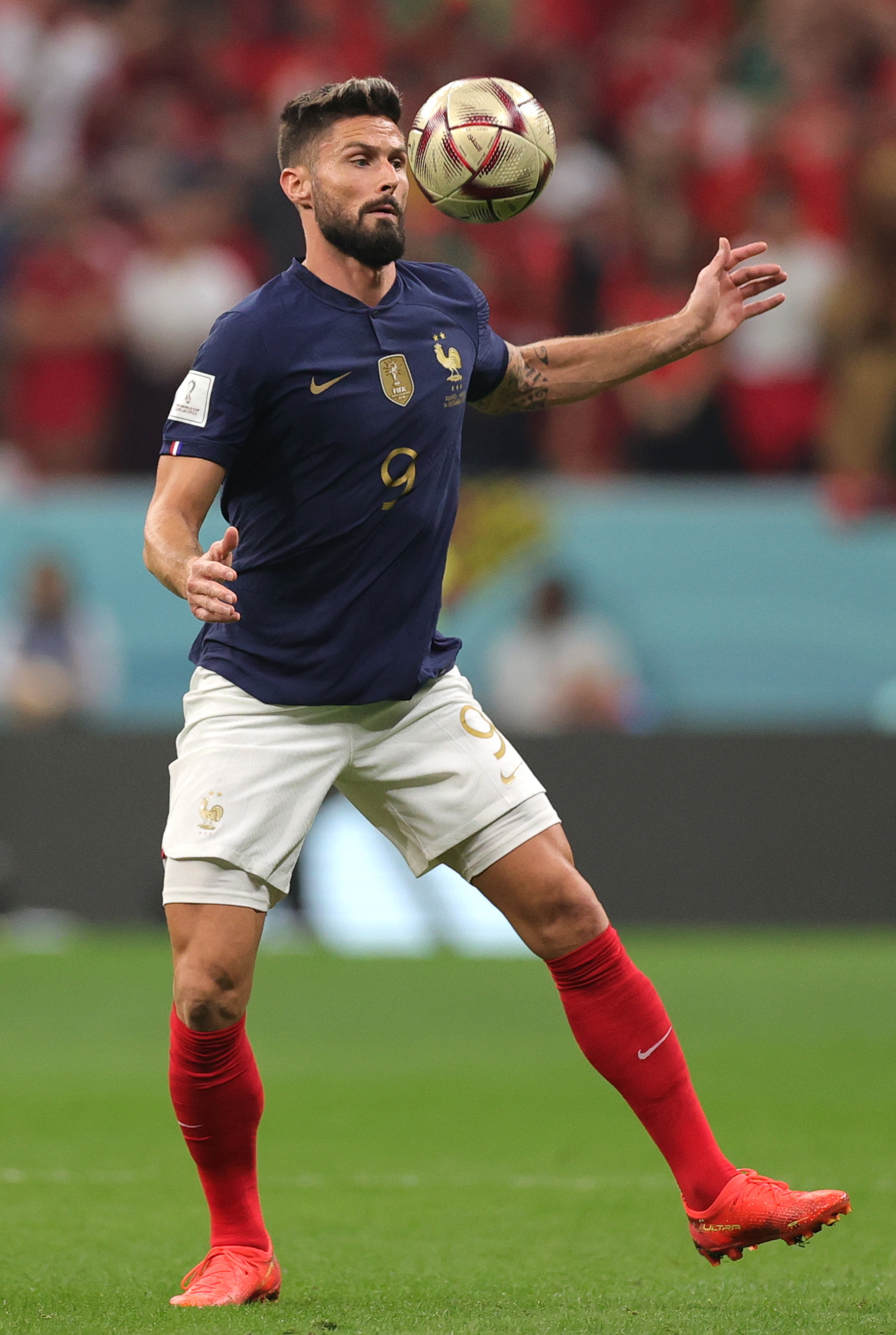 Al Khor (Qatar), 14/12/2022.- Olivier Giroud of France in action during the FIFA World Cup 2022 semi final between France and Morocco at Al Bayt Stadium in Al Khor, Qatar, 14 December 2022. (Mundial de Fútbol, Francia, Marruecos, Catar) EFE/EPA/Friedemann Vogel