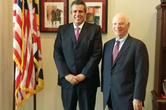 El presidente del Senado, Luis Fernando Velasco, y el senador de EE.UU., Benjamin Cardin.
