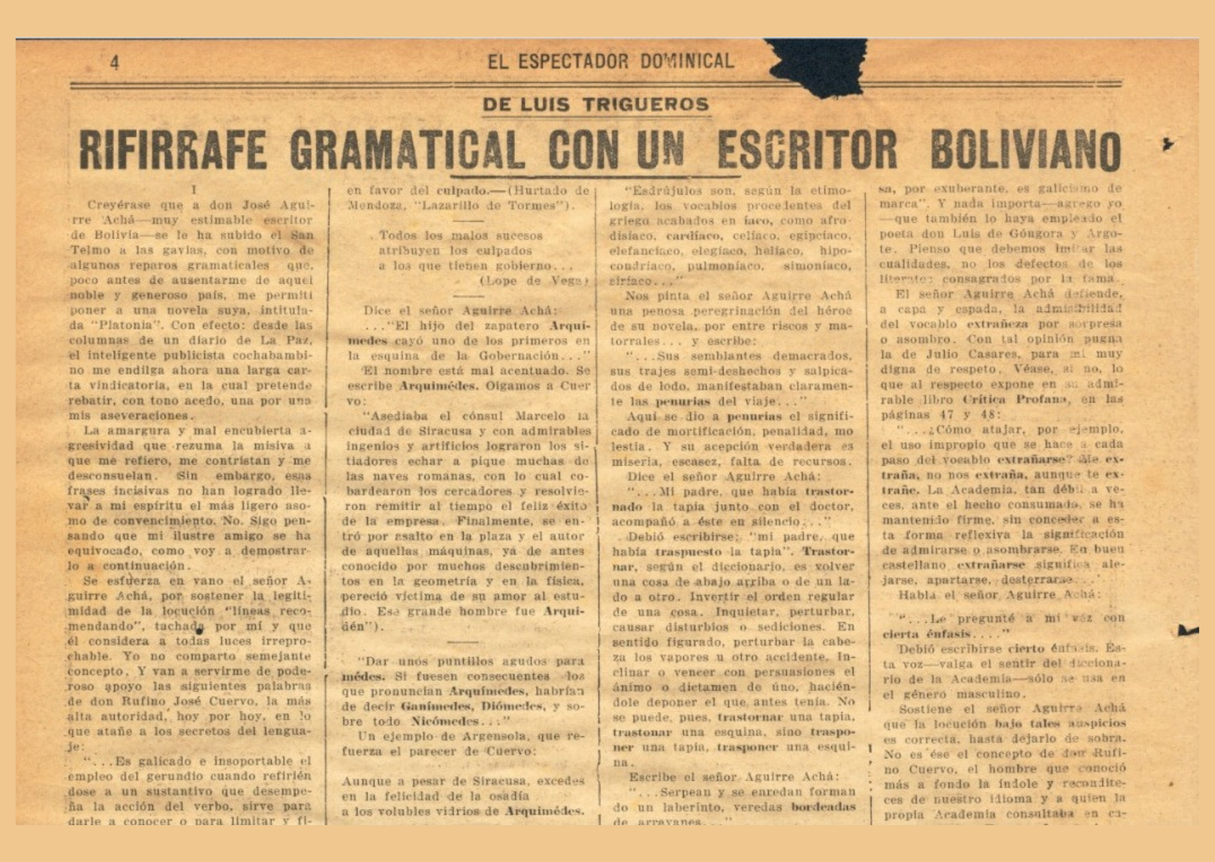 Texto de 1924 del Magazín dominical de El Espectador
