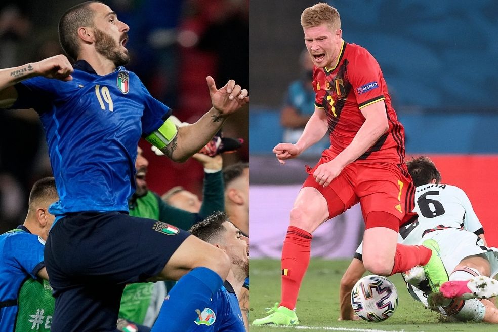 Leonardo Bonucci y Kevin De Bruyne dos de los jugadores más destacados del duelo entre Bélgica e Italia.