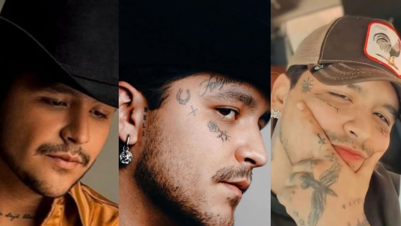Aquí el antes y el después de Christian Nodal sin y con tatuajes en su cara.