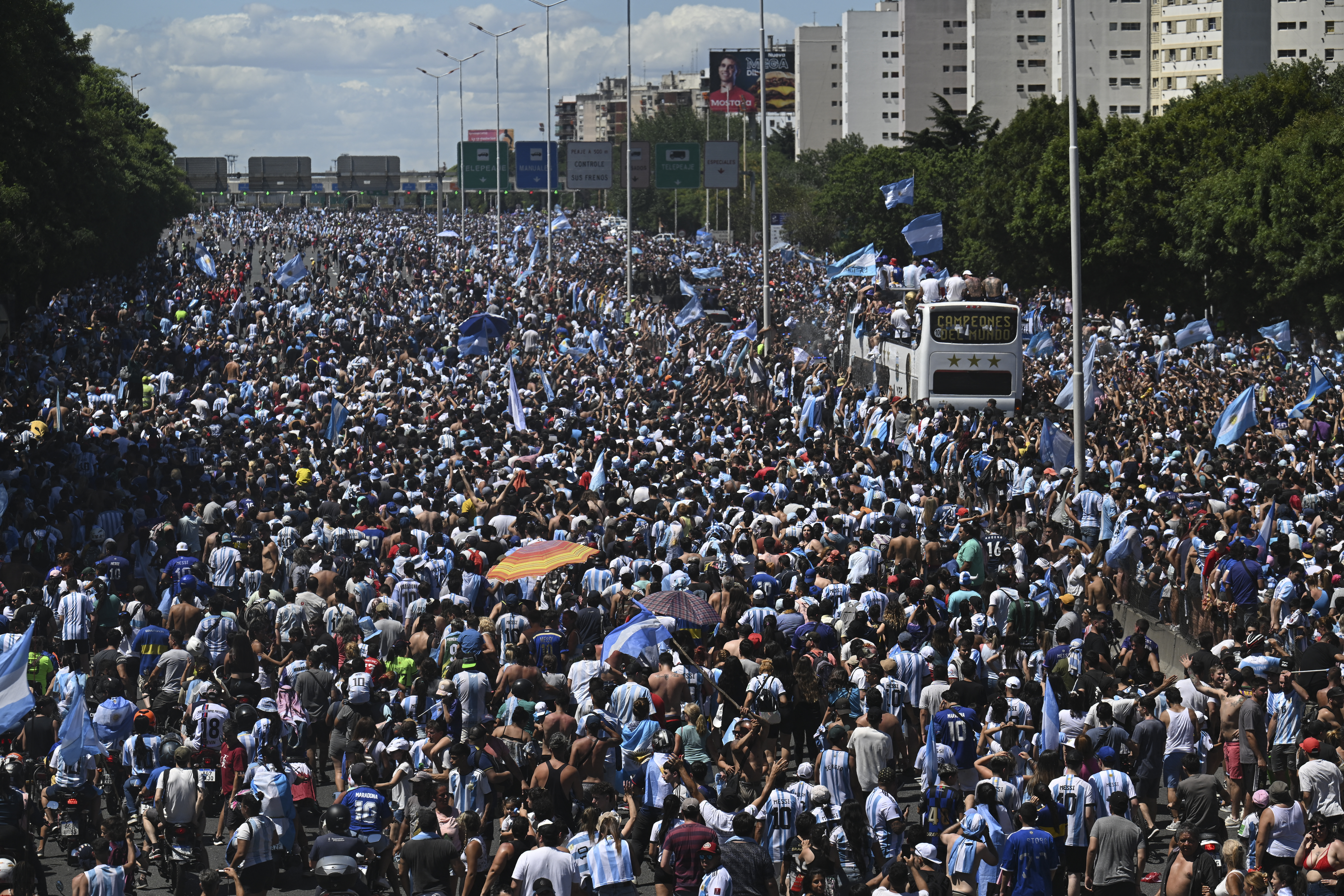 Celebración de Argentina por el título de la Copa del Mundo.
