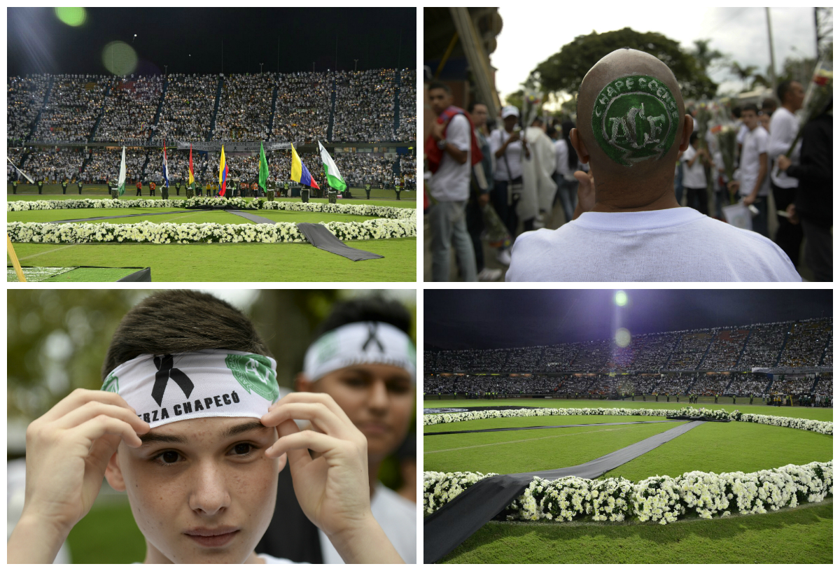Conmovedoras imágenes del homenaje en Medellín a las víctimas de la tragedia del Chapecoense