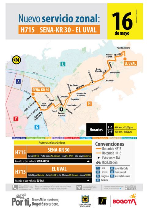 Esta será la nueva ruta que operará en Bogotá.