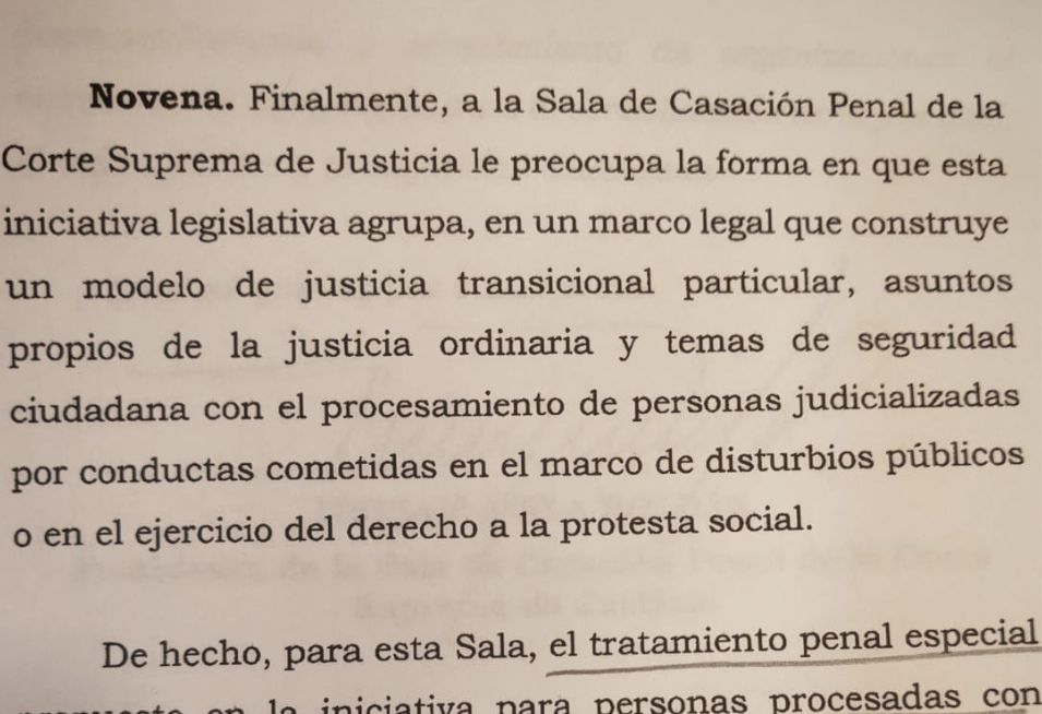 La iniciativa crearía un marco jurídico especial para grupos al margen de la ley.