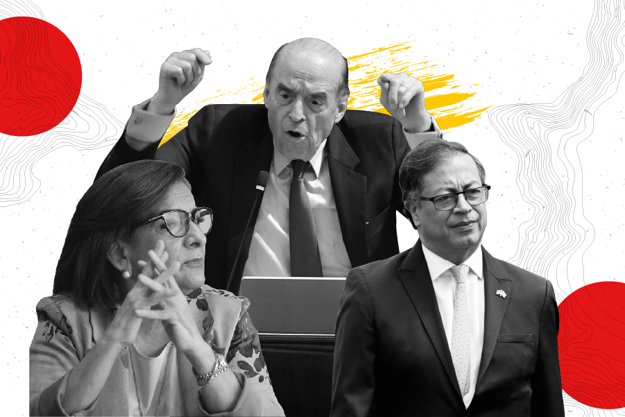 La procuradora Margarita Cabello, el canciller Álvaro Leva Durán y el presidente de Colombia, Gustavo Petro.