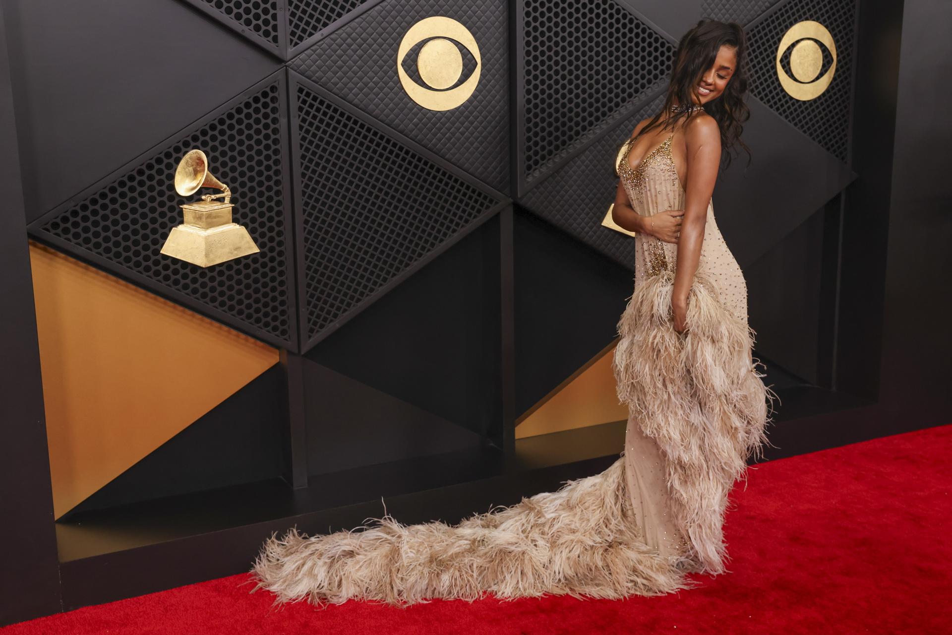 LOS ANGELES (United States), 02/02/2026.- South African singer and songwriter Tyla attends the red carpet for the 68th annual Grammy Awards ceremony at Crypto.com Arena in Los Angeles, California, USA, 01 February 2026. EFE/EPA/JILL CONNELLY
