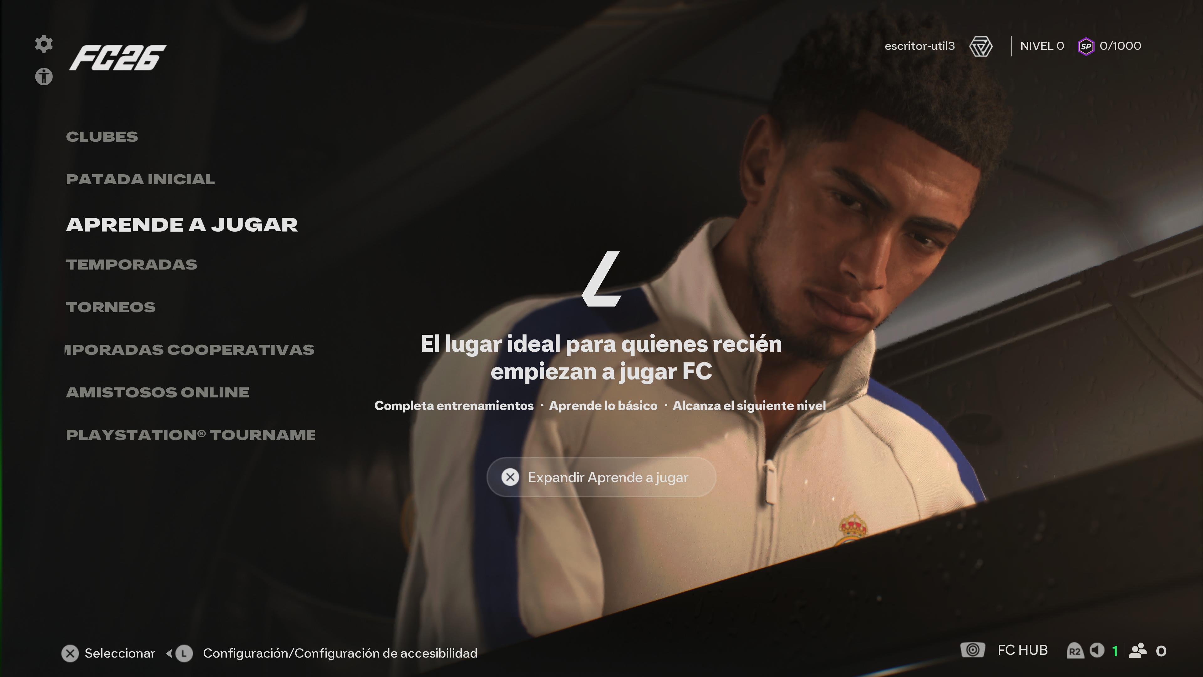 Menú principal de EA Sports FC 26.