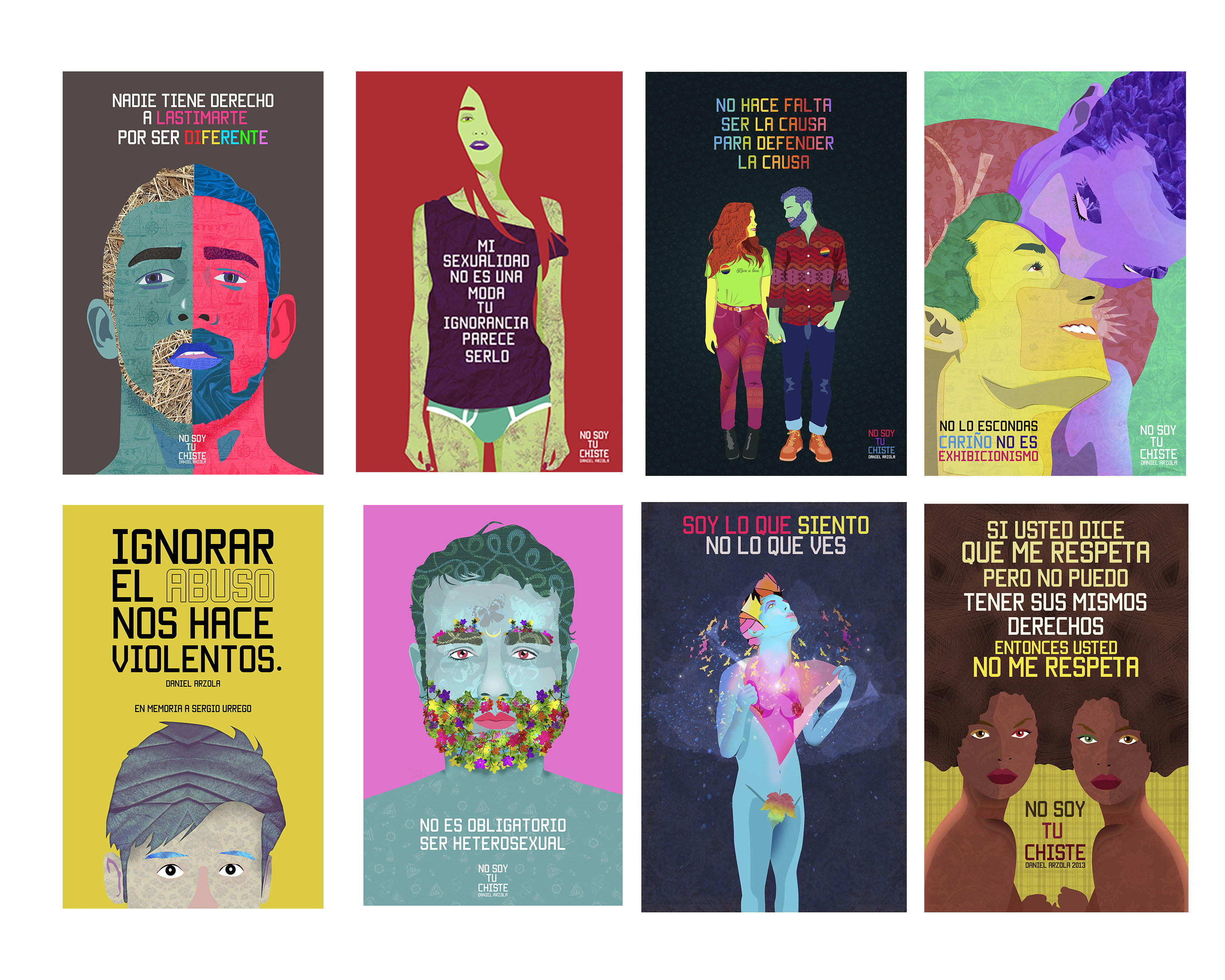 Muestra de las ochos piezas de "No soy tu chiste" que se están exhibiendo en Bogotá.