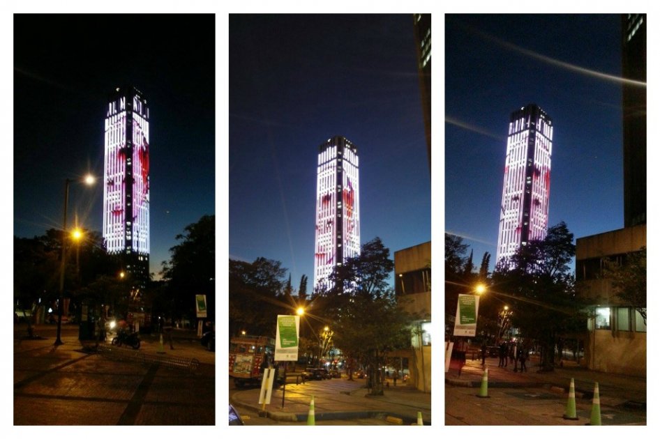 Torre Colpatria se ilumina con la foto del menor desaparecido en Soacha
