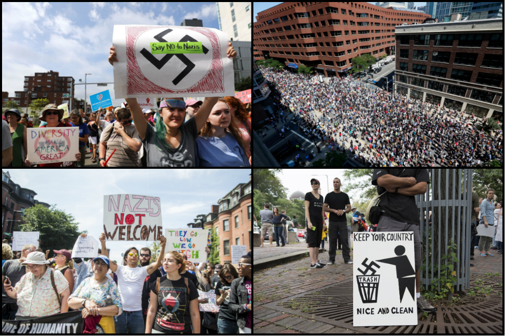 Imágenes de la masiva manifestación antiracista en Boston una semana después de Charlottesville