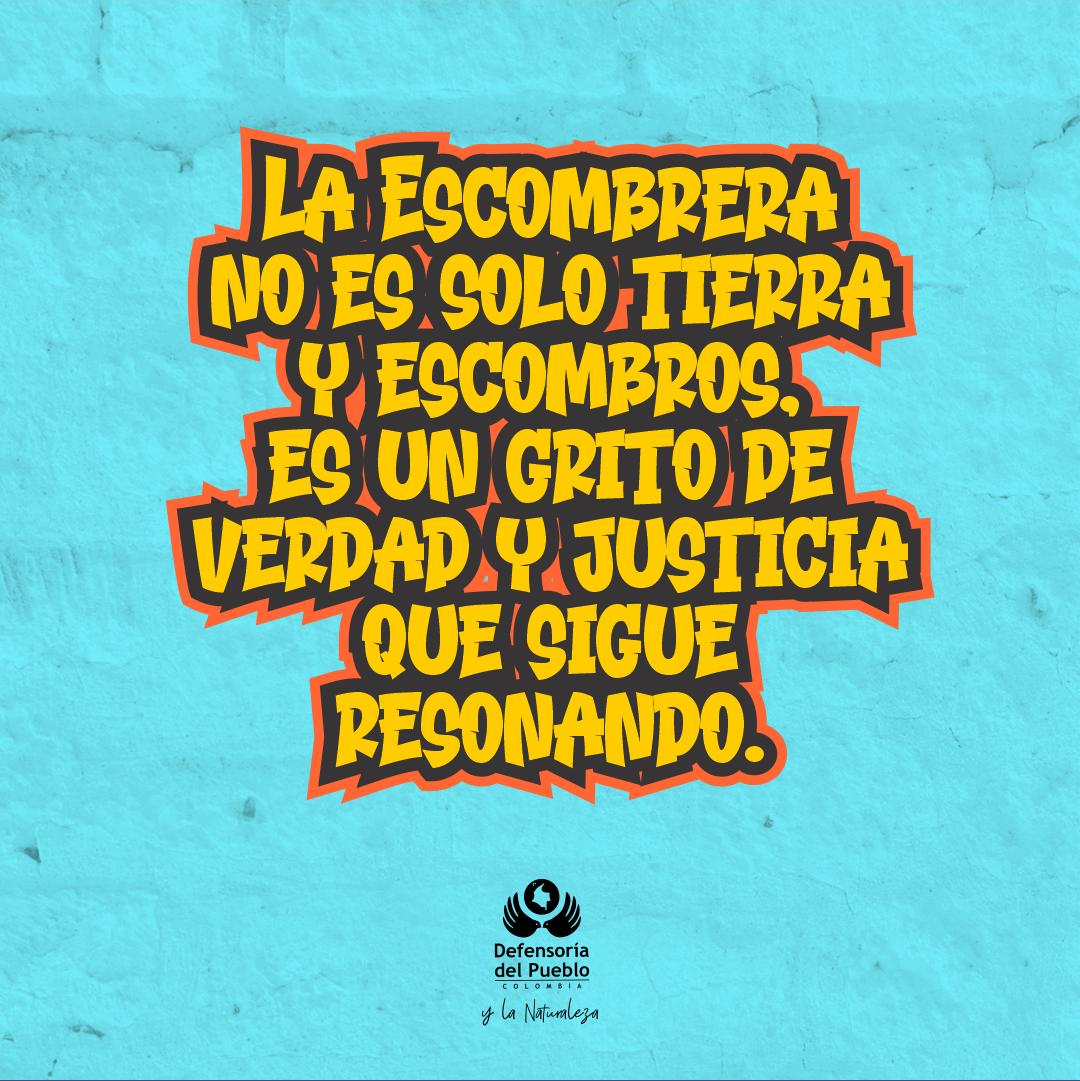 Así son los grafitis digitales que publicó la Defensoría del Pueblo en respaldo a las víctimas del caso La Escombrera de Medellín.