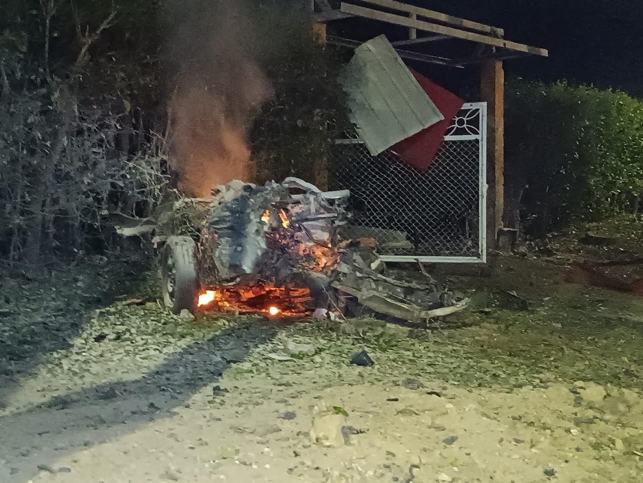 Primeras imágenes del carro bomba en Miranda, Cauca.