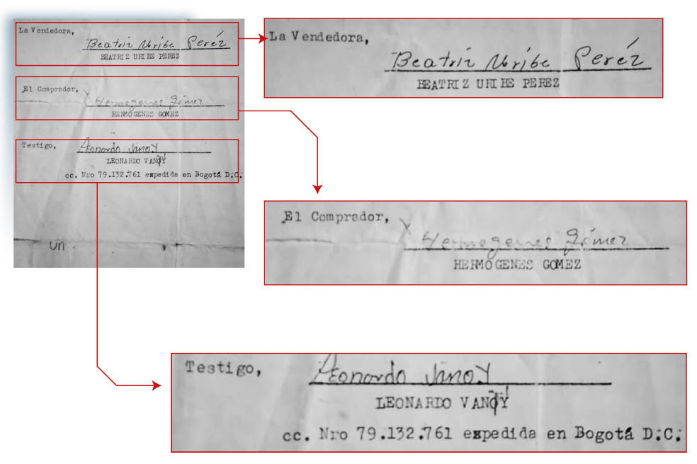 Este es el contrato de la venta forzada que denuncia la familia Cortés Uribe.