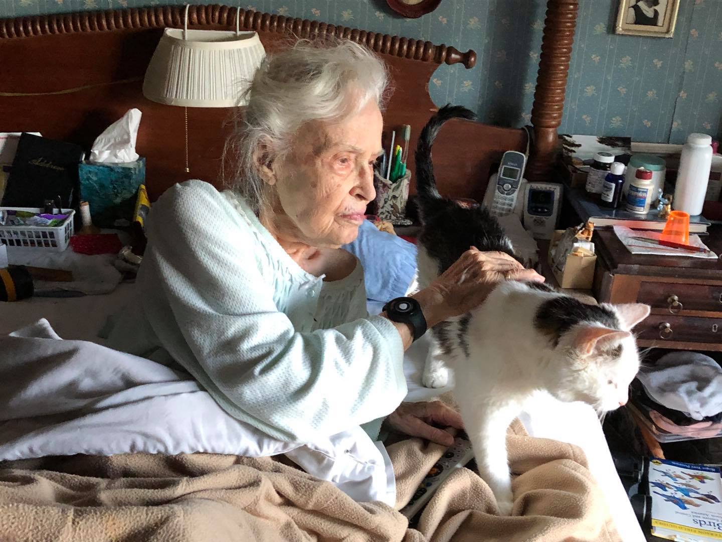 Mujer de 101 años adopta al gato más viejo de una fundación de animales