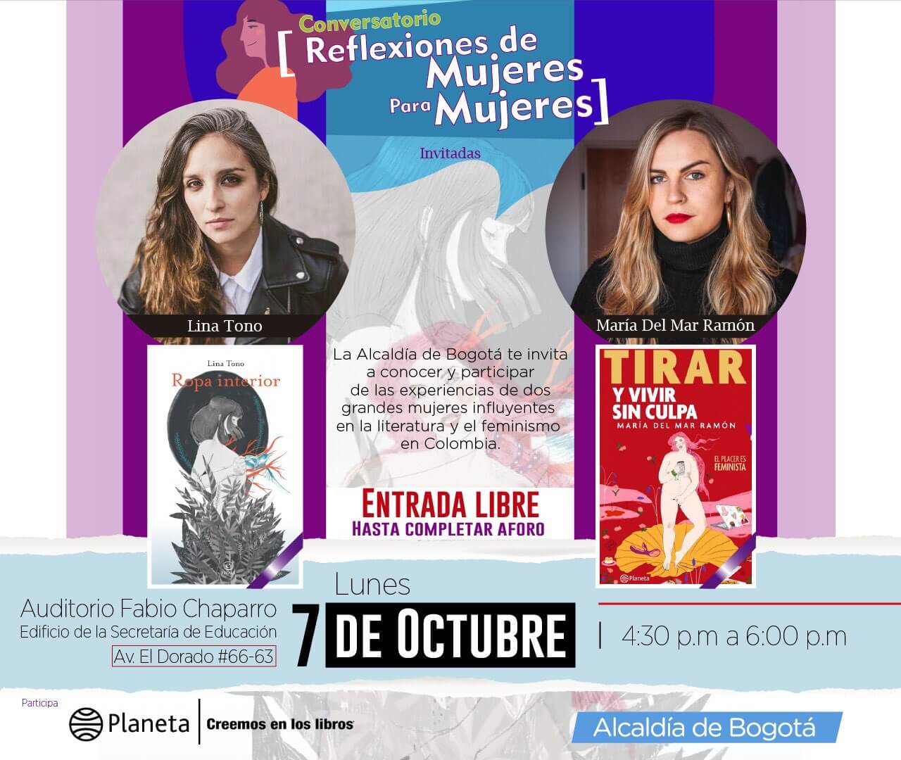 El lunes 7 de octubre se realizará el conversatorio «Reflexiones de Mujeres para Mujeres»