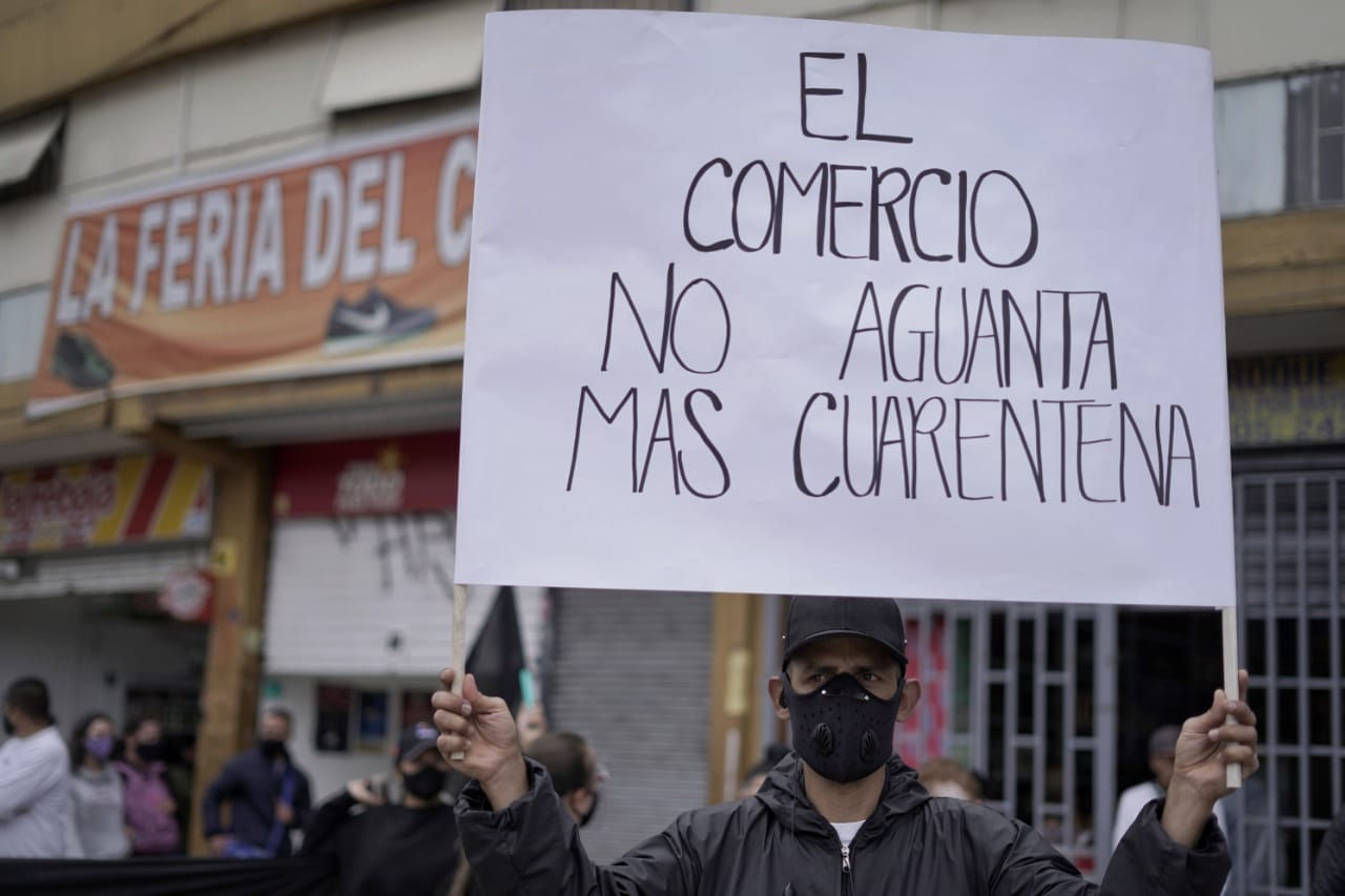 Con protesta, comerciantes de San Victorino rechazaron nueva cuarentena en Bogotá