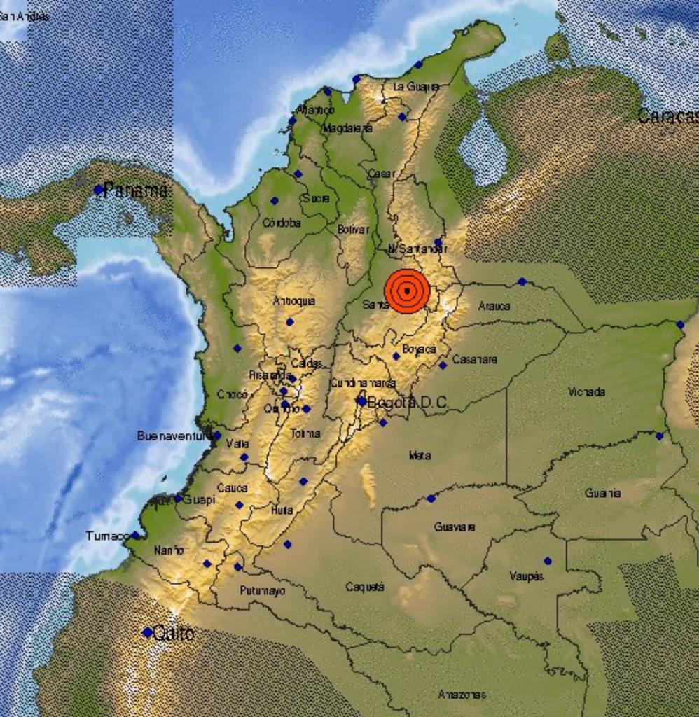 Temblor de magnitud de 5,7 en Los Santos, Santander