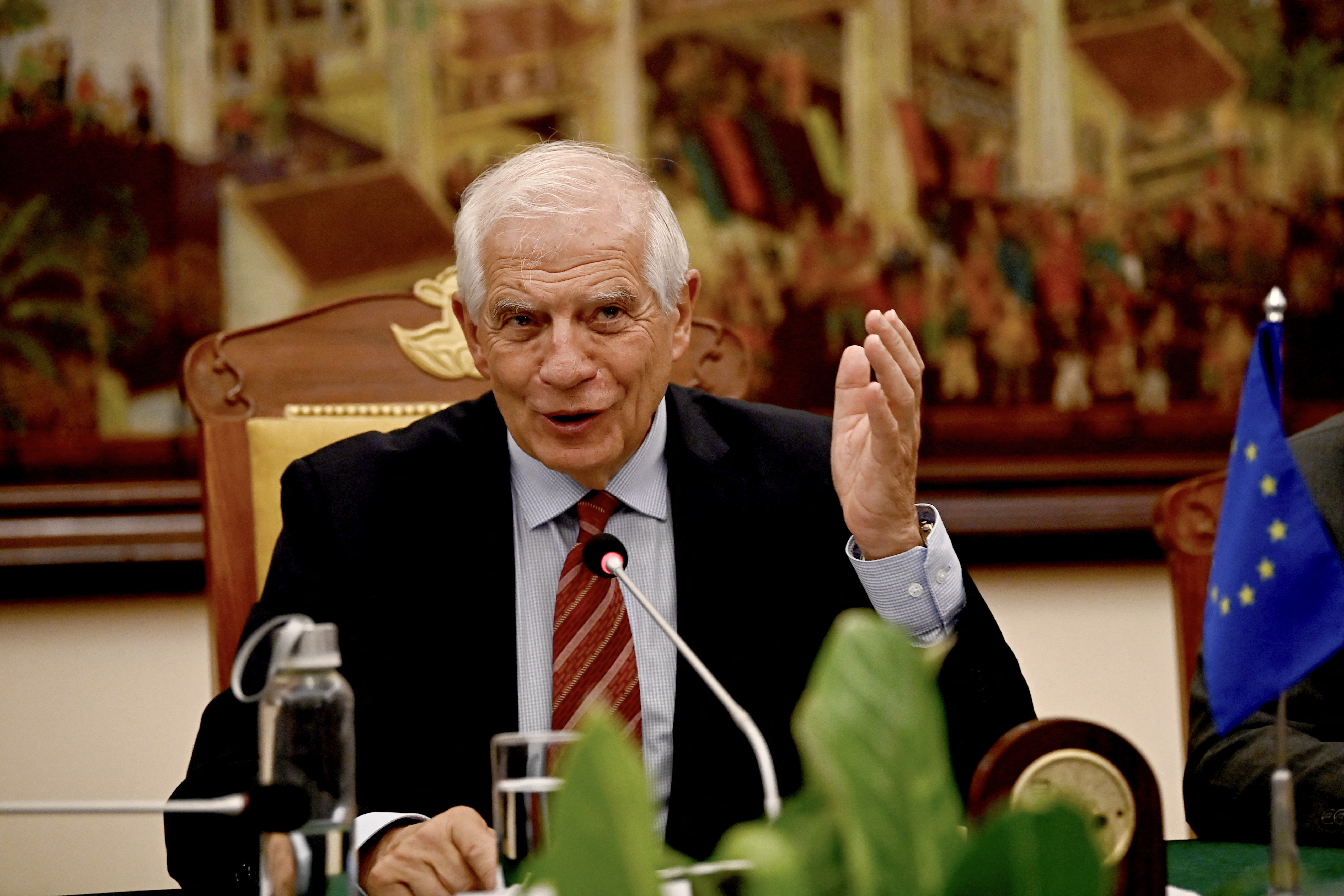 High Representative of the European Union for Foreign Affairs and Security Policy Josep Borrell speaks during a meeting with Vietnam's Foreign Minister Bui Thanh Son (not pictured) at the Government Guest House in Hanoi on July 30, 2024. (Photo by Nhac NGUYEN / AFP)