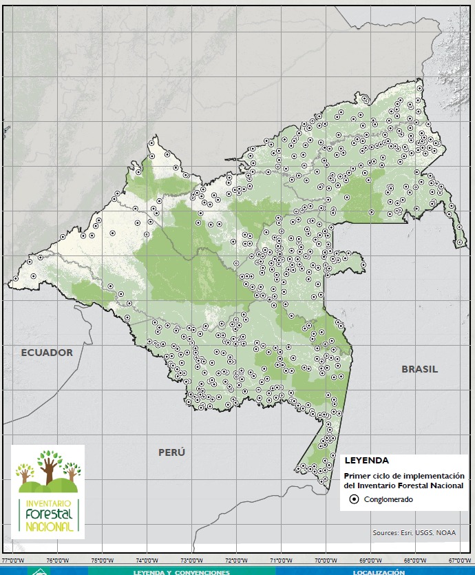 Estos son los puntos de muestreos del inventario nacional foresta, presentado por el Ideam.