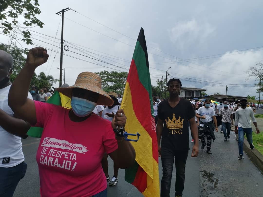 Fotografías de la marcha en las calles de Buenaventura el 7 de febrero de 2021.