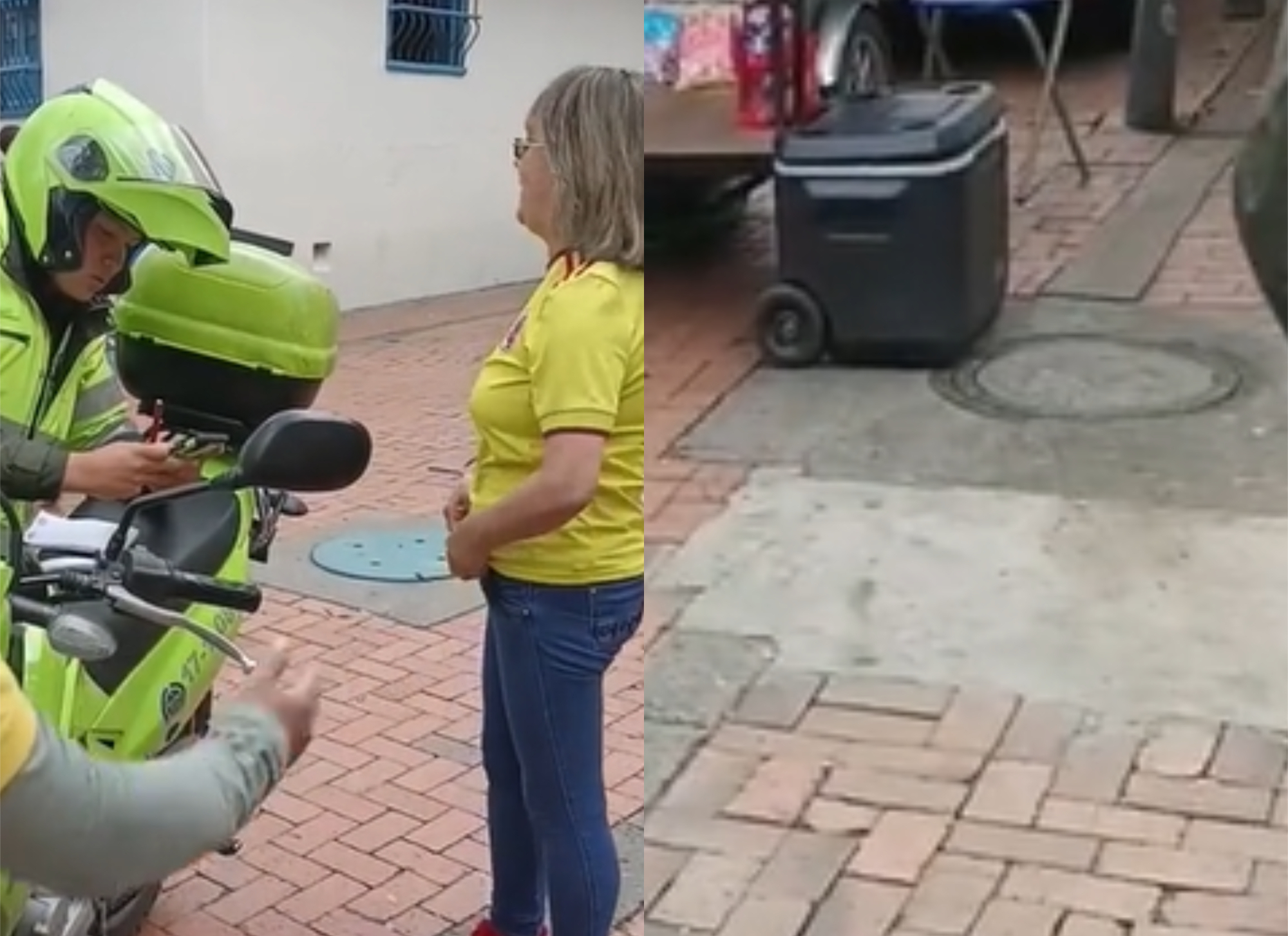 Video: vendedora ambulante recibió comparendo por tapar un hueco en Bogotá