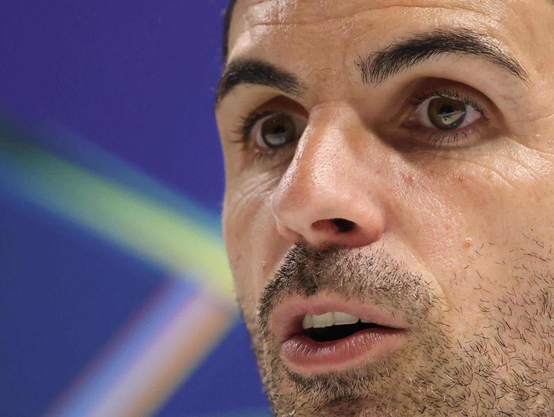 LONDON (United Kingdom), 28/04/2025.- Arsenal manager Mikel Arteta attends a press conference at Emirates Stadium in London, Britain, 28 April 2025. Arsenal will face Paris Saint Germain in the UEFA Champions League semi-finals 1st leg soccer match on 29 April 2025. (Liga de Campeones, Reino Unido, Londres) EFE/EPA/NEIL HALL