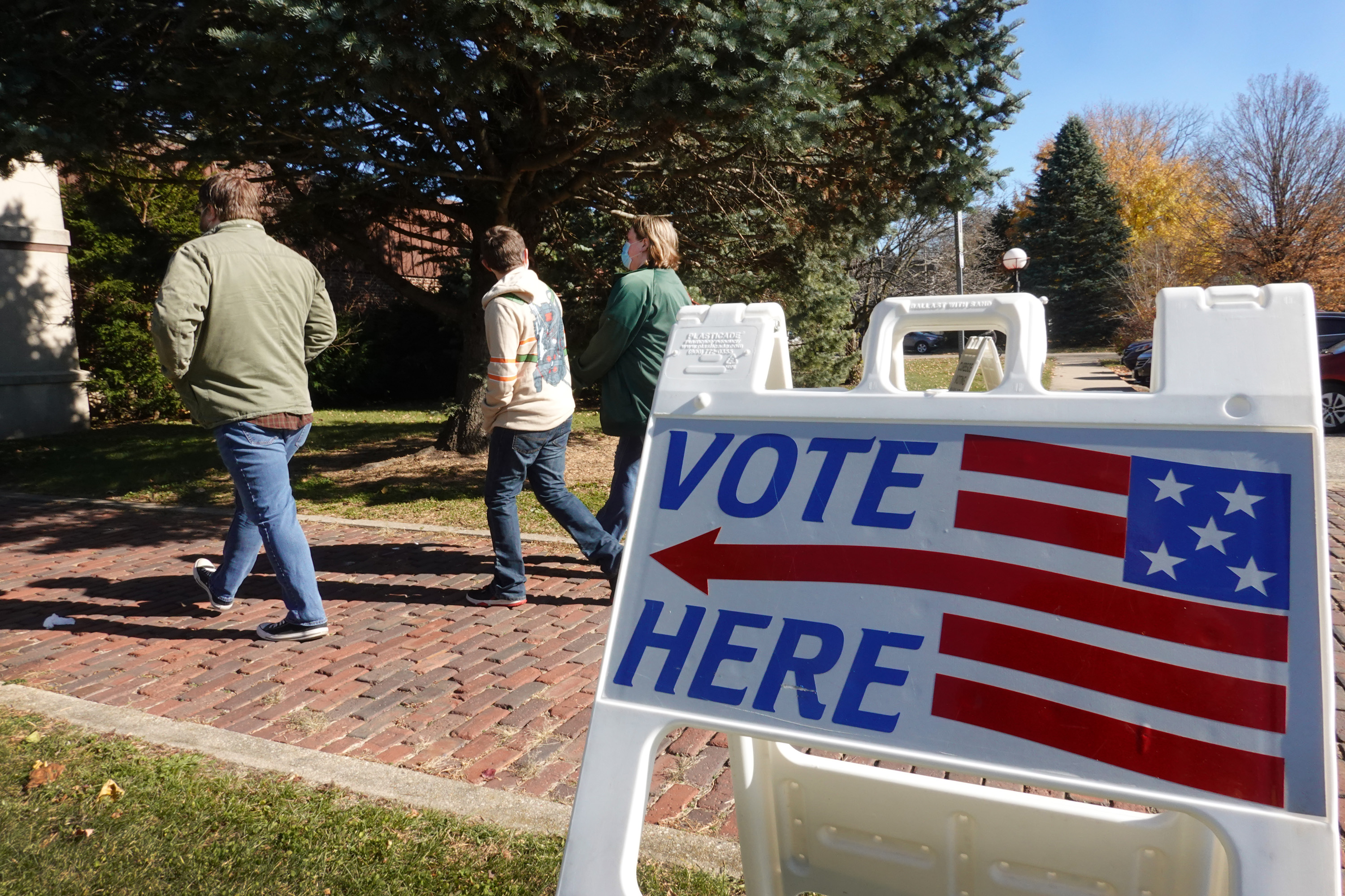 BELOIT, WISCONSIN - NOVEMBER 03: Residents vote at the Beloit Historical Society on November 03, 2020 in Beloit, Wisconsin. After a record-breaking early voting turnout, Americans head to the polls on the last day to cast their vote for incumbent U.S. President Donald Trump or Democratic nominee Joe Biden in the 2020 presidential election.   Scott Olson/Getty Images/AFP