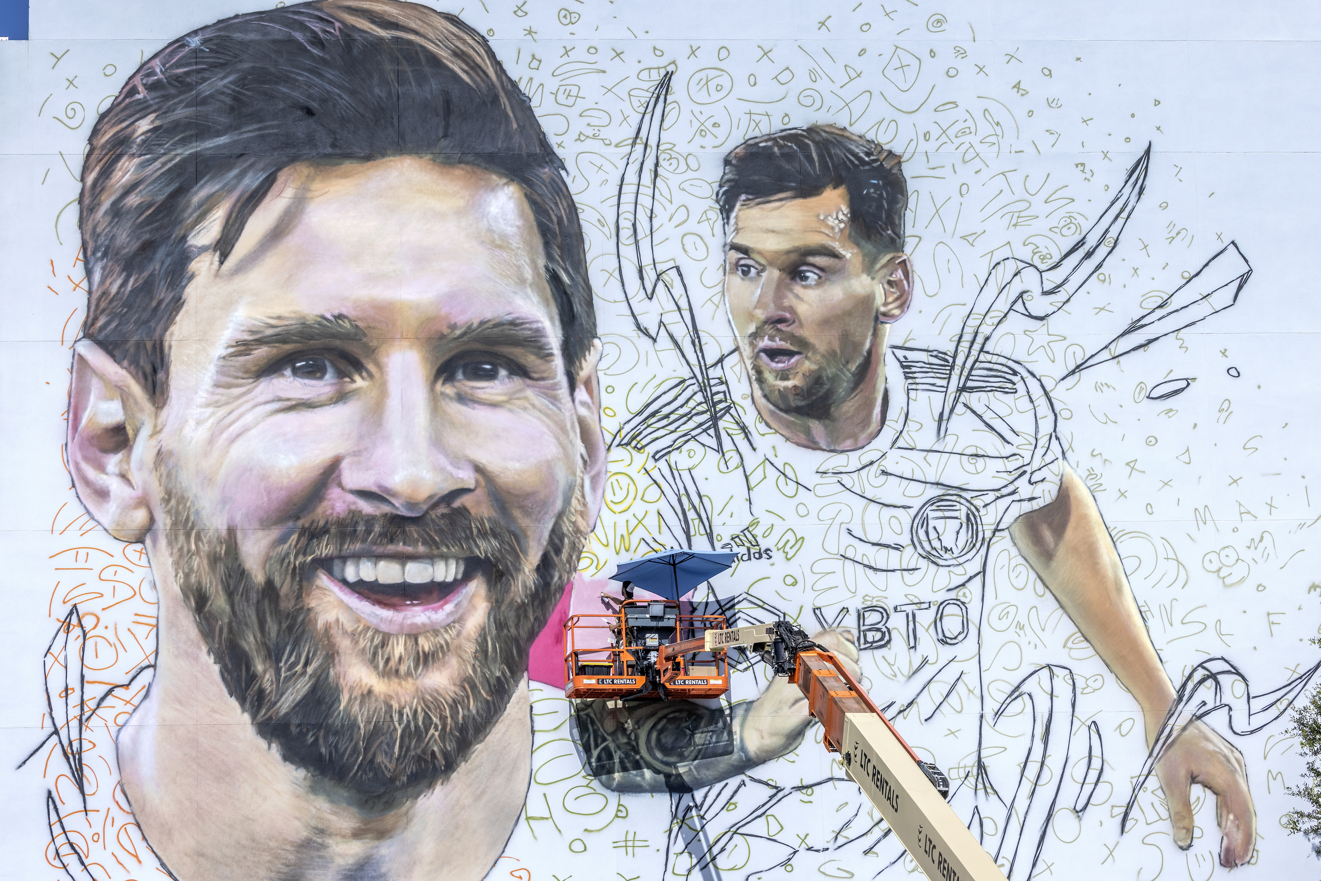 Este es el mural de 20 metros de Lionel Messi con el que Miami le da la bienvenida