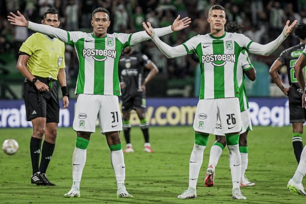 Brahian Palacios y Nelson Deossa, dos de las figuras del Nacional líder de la Liga BetPlay.