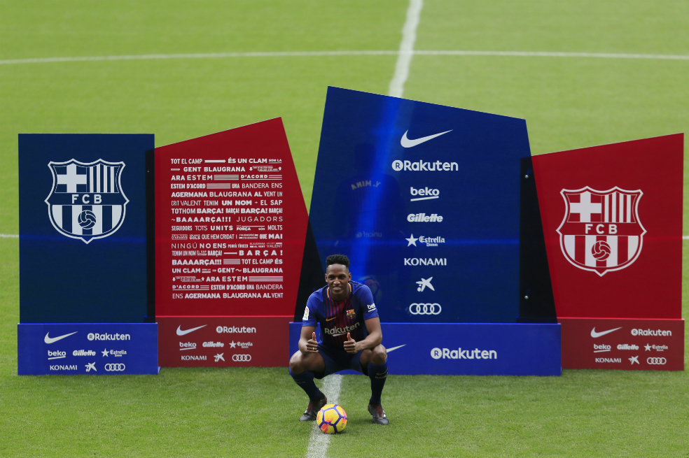 Así fue la presentación de Yerry Mina con el Barcelona