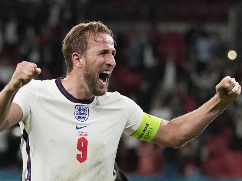 Harry Kane es el goleador y una de las figuras de la selección inglesa, que logró la histórica clasificación a la final de la Eurocopa 2021. / AFP
