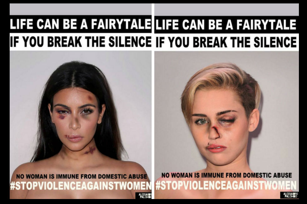 Con rostros de famosas golpeadas buscan crear conciencia sobre el maltrato a la mujer