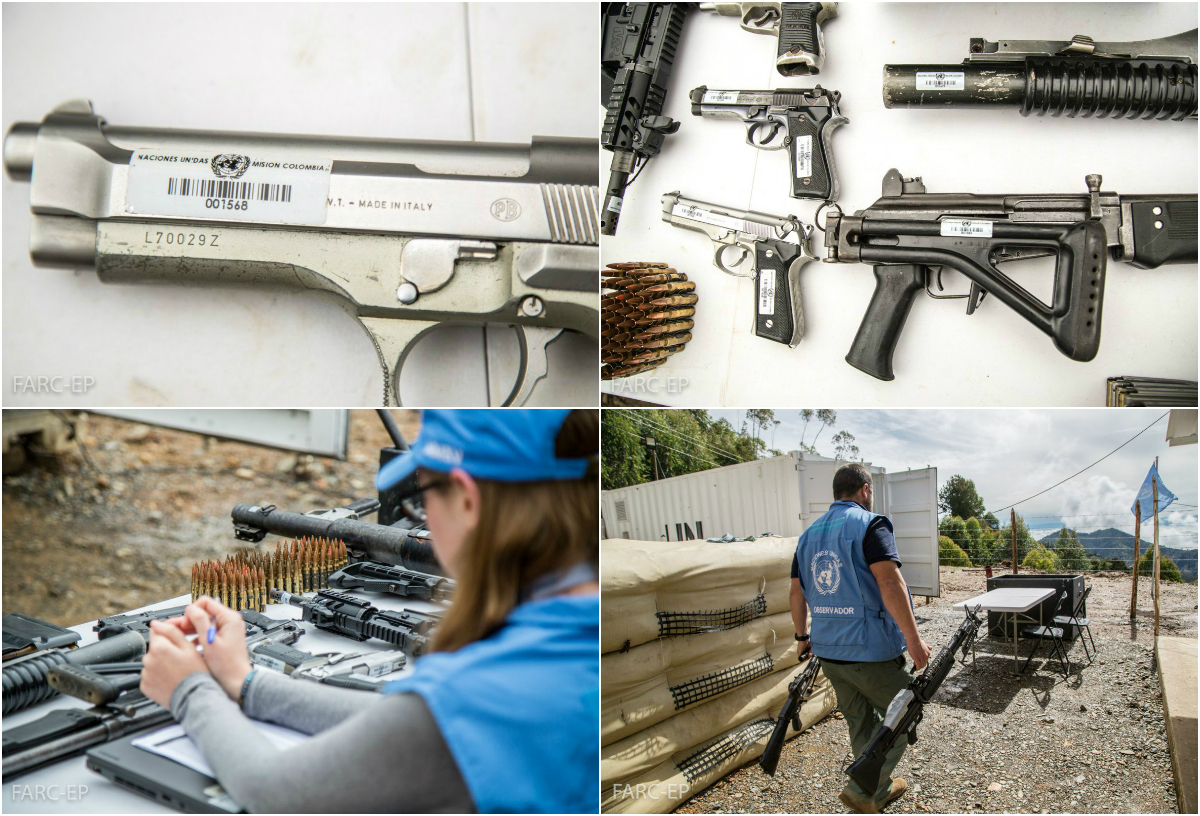 Estos son los fusiles y lanzacohetes que la ONU recibió de las Farc en La Elvira (Cauca)