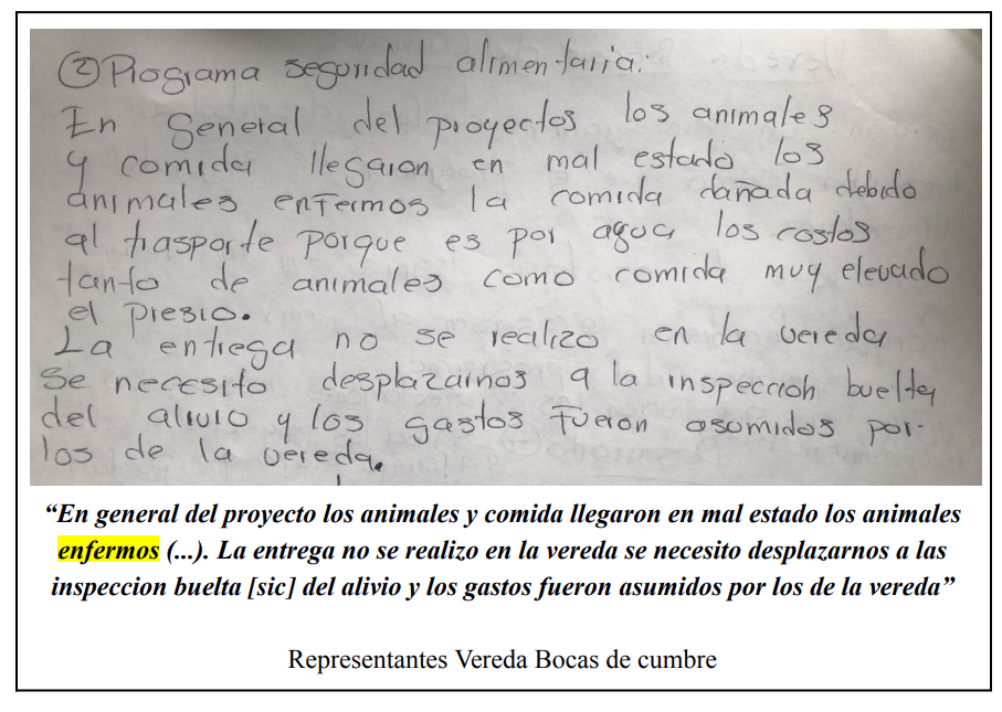 Testimonio de Representantes Vereda Bocas de Cumbre.