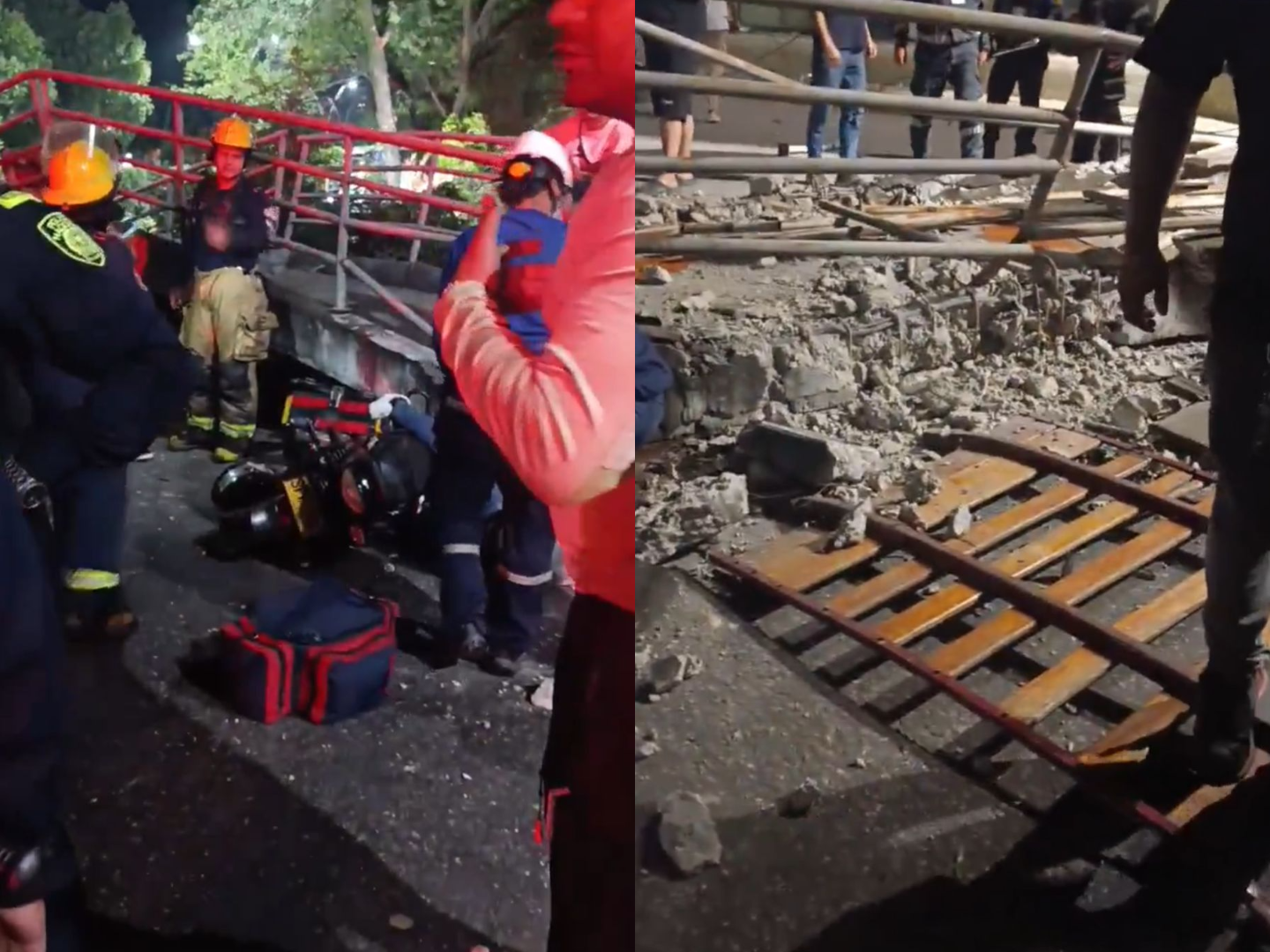 Puente peatonal colapsó tras un choque de tractomula en Santander: un motociclista murió