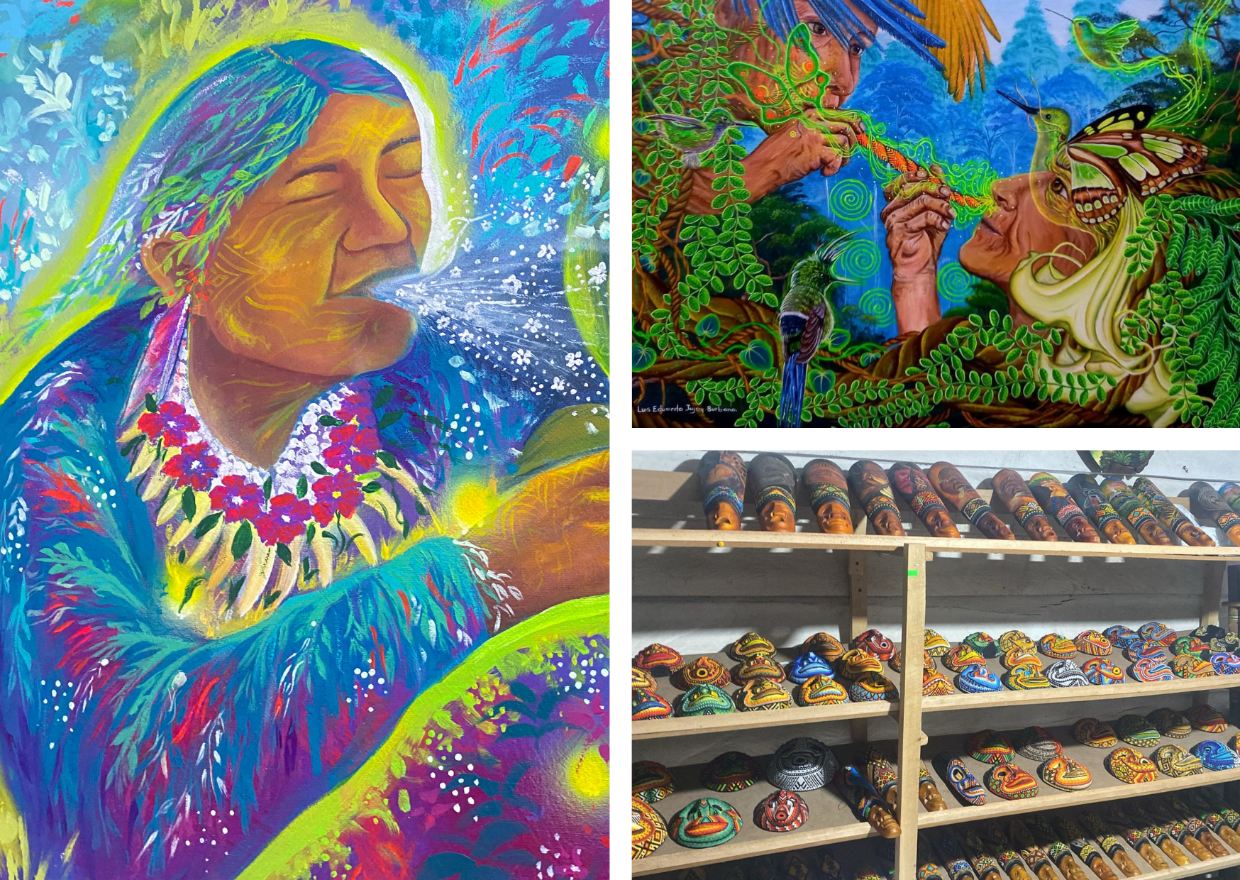 Los artistas participantes de la exposición "Samay, soplo de aliento" son: Gerardo Chasoy, Marcelino Chasoy Juajibioy, Benjamín Jacanamijoy, Luis Eduardo Jajoy, Luar Guerrero, Eliana Muchachasoy, Isidro Muchavisoy, Sebastián Paz Coral, Jazmín Revelo, Dalid Rosero, Fabián Alexander Tandioy y Ayda Lorena Jamioy. Centro colombo Americano