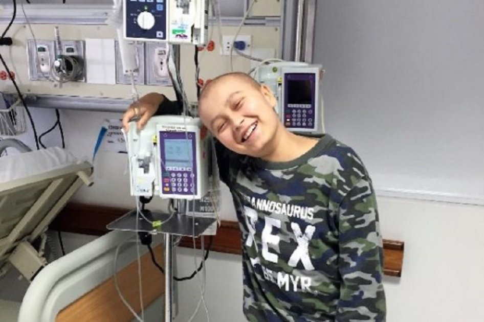 El pequeño Jerónimo cuando luchaba contra la leucemia.