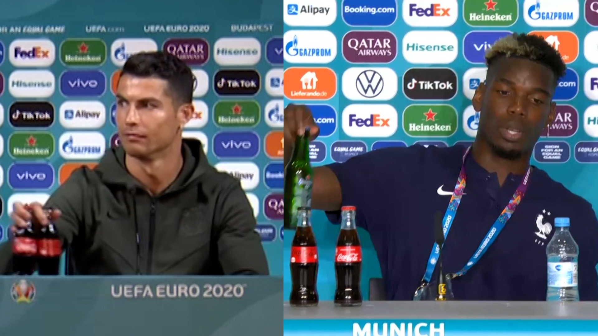 Después de Cristiano y la Coca-Cola, Pogba retira botella de Heineken