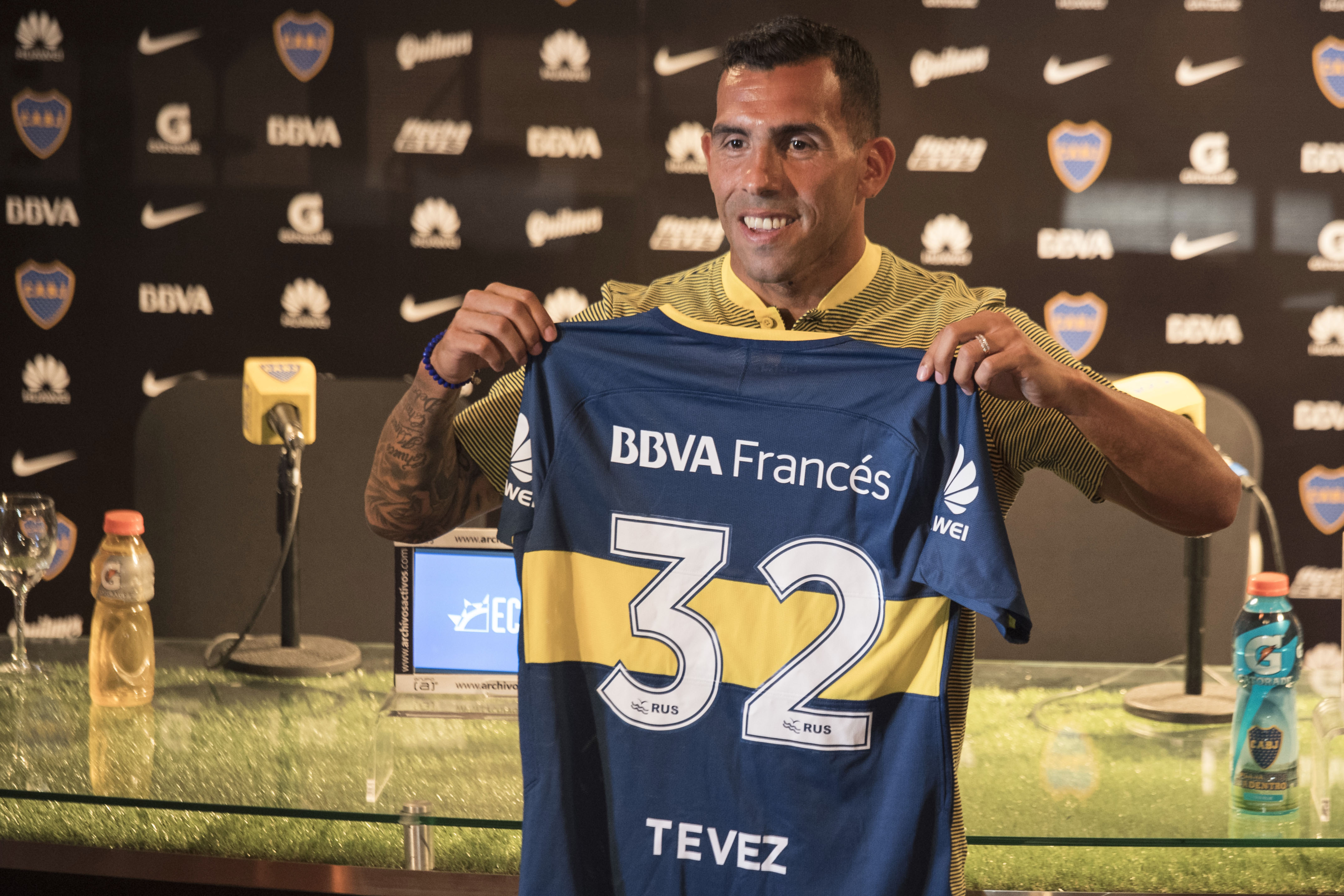 Carlos Tévez jugó 279 con la camiseta de Boca Juniors. Anotó 94 goles.