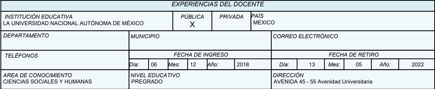 Información que reportó la ministra en su primer puesto en la cartera de Ciencias.