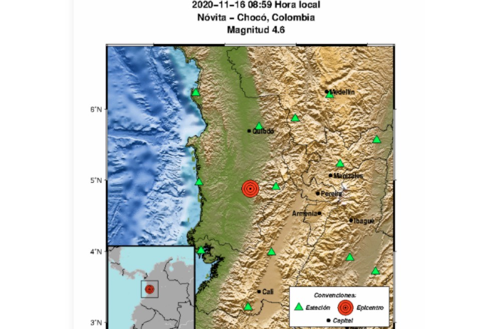 Temblor de magnitud 4.6 en Chocó