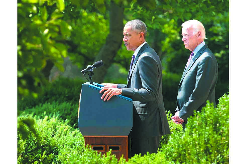 El presidente Barack Obama y el vicepresidente Joe Biden durante el discurso de ayer sobre Cuba. /AFP