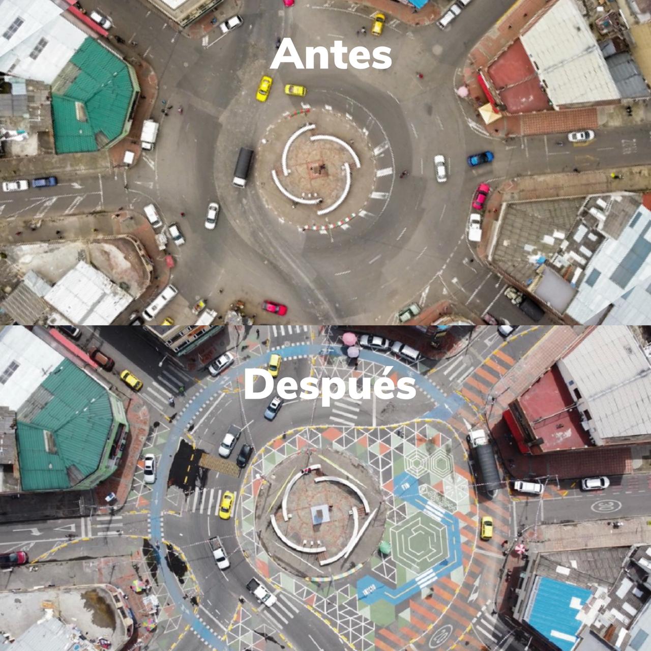 Este es el antes y el después de uno de los carriles rediseñados.