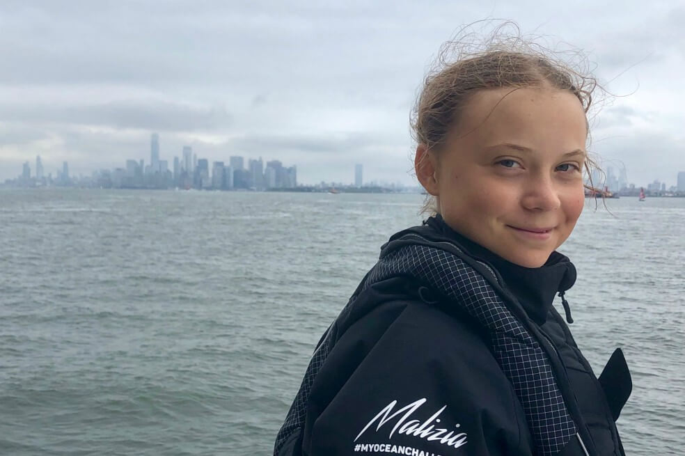 Greta Thunberg llegó a Nueva York tras dos semanas de viaje en vela