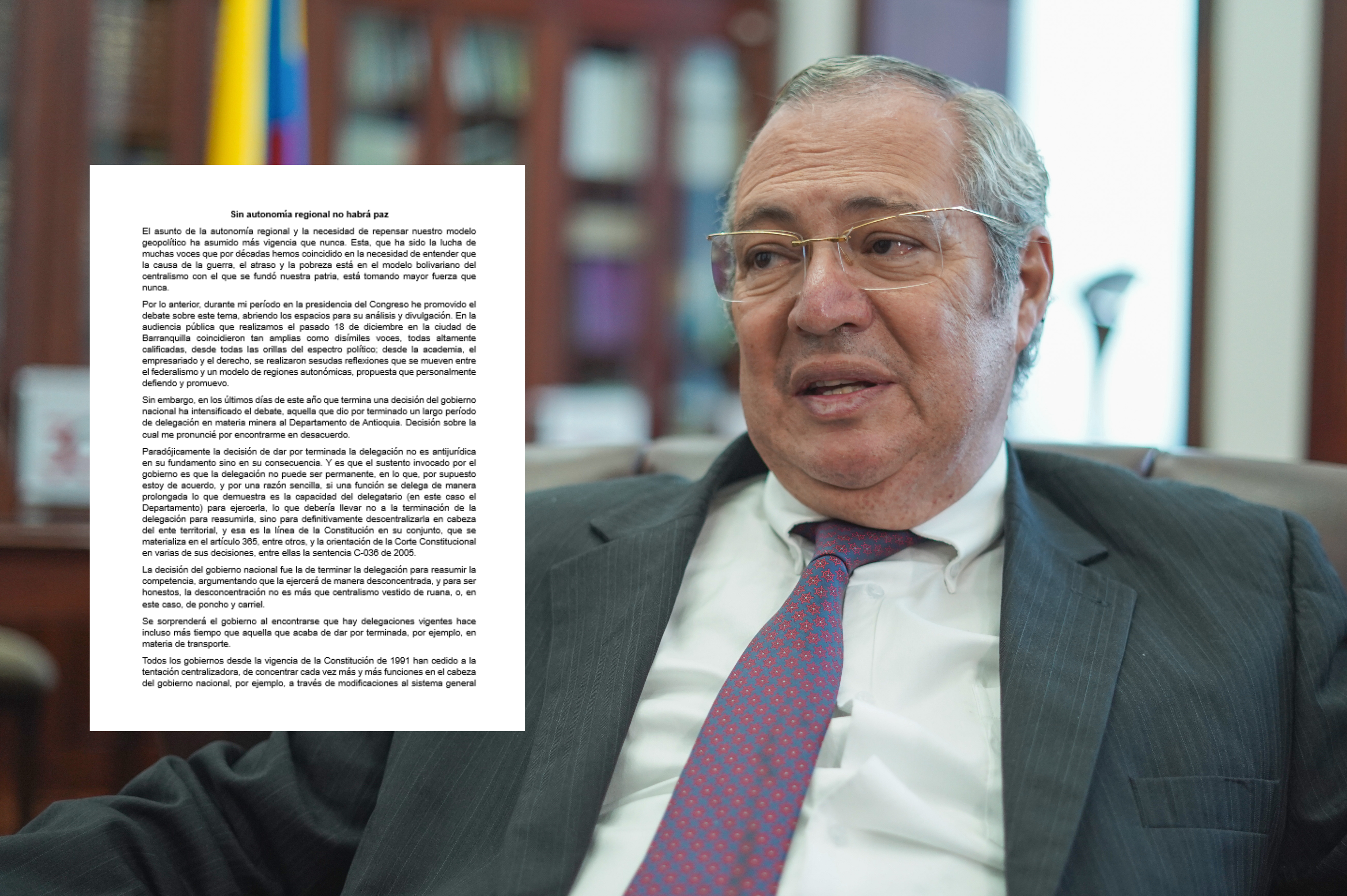 “Centralismo vestido de ruana”: la carta de fin de año de Name sobre autonomía regional