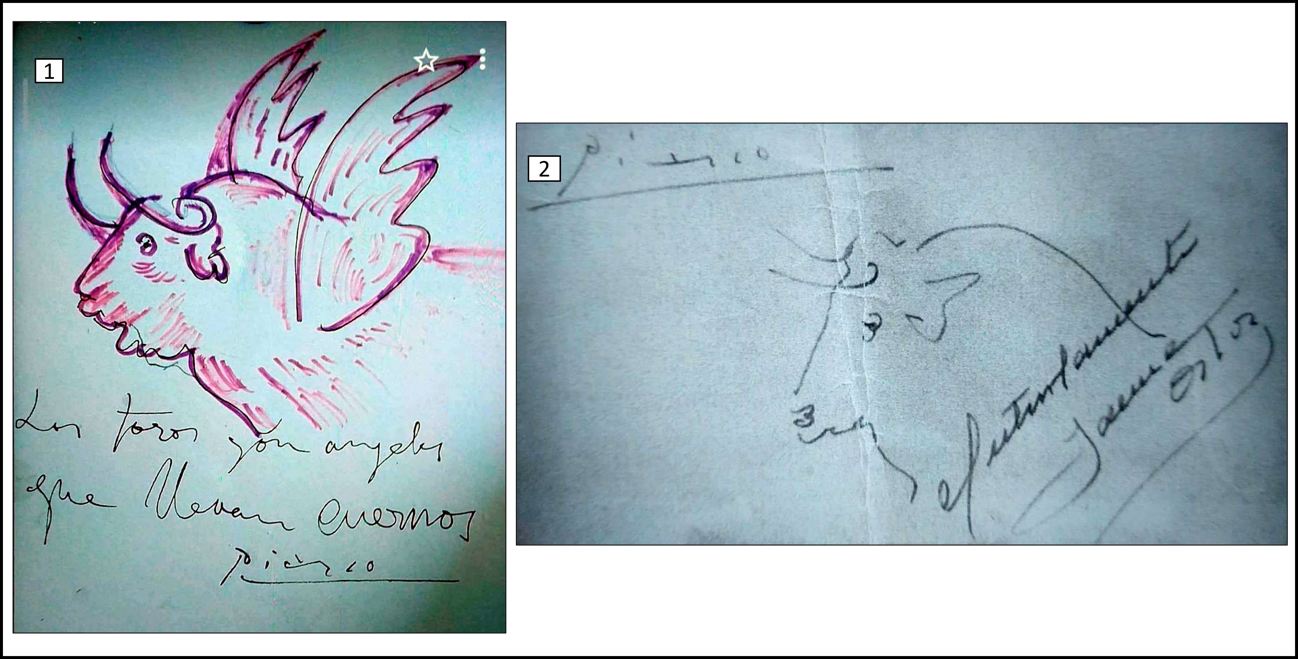 Dibujos de Picasso y Jaime Ostos